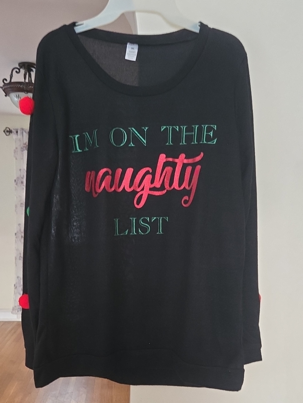 Black "I'm On The Naughty List" Holiday Sweatshirt